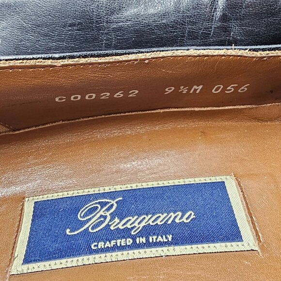 Vintage Bragano Italy Dress Shoes Men's 9.5M Black Leather Tassel Kiltie Loafers - Picture 3 of 10